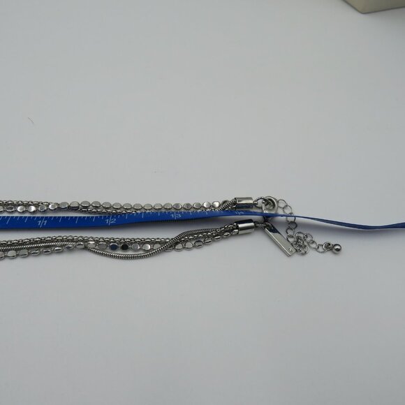 WHBM Silver Tone Multi Strand Y Necklace Tassel Pendant Adjustable Women Jewelry - Picture 9 of 10